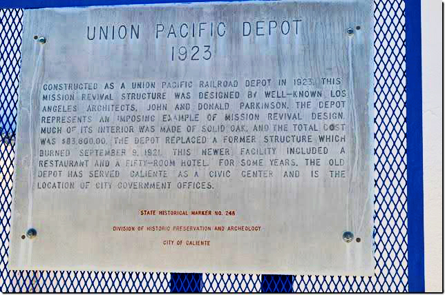 Union Pacific Depot 1923 descriptive plaque.