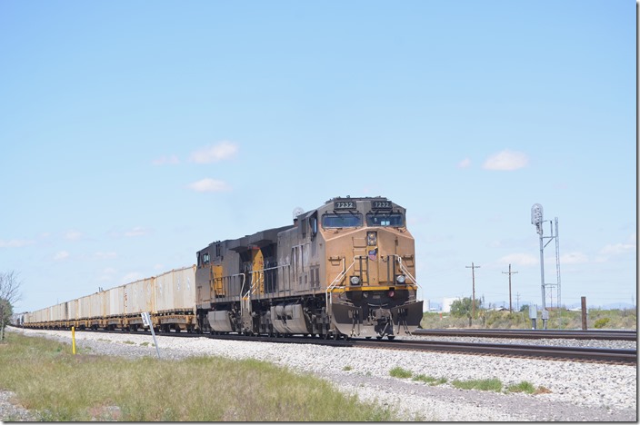 DPUs like UP 7232-6515 are common on most trains. Lordsburg NM.