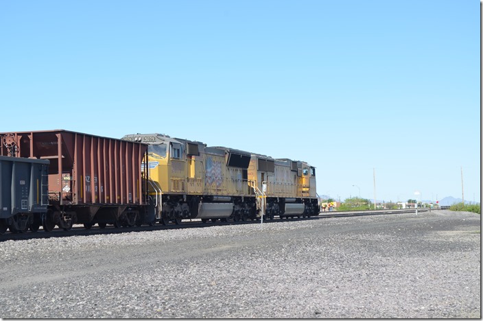 The next morning, Tuesday 04-30-2019, I left Sue asleep and headed out for a few hours of railfanning. UP SD70Ms 5079-4431 were the yard engines. Lordsburg NM.