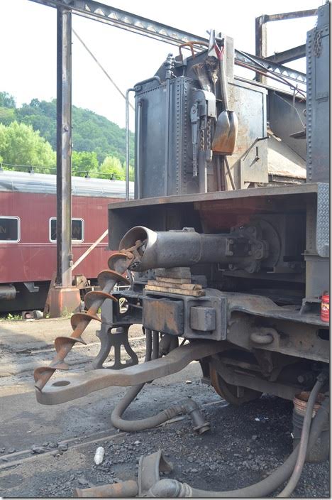 Of course all these C&O fans were curious about the restoration of 2-6-6-2 1309. This is the stoker screw on the large rectangular tender used on 2-8-0 734. WMSR 734 tender stoker.