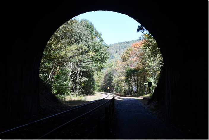 Looking west toward Frostburg. WMSR. Brush Tunnel. West portal.