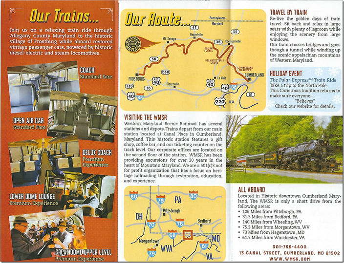WMSR has acquired the inactive Georges Creek line (ex-CSX, exx-WM nee-C&Pa) from Frostburg down to Westernport and plans to operate trains in the near future. WMSR brochure page 2.