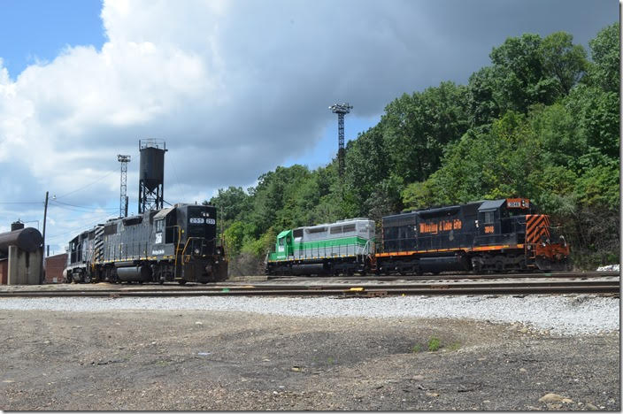 W&LE 255-200 and 3046-6988 rest on Saturday, 06-23, at Brittain Yard on the eastern outskirts of Akron. Brittain OH.