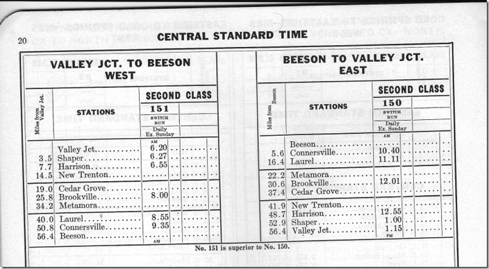 This schedule came from the NYC Indiana Division employee timetable for 04-27-1958.