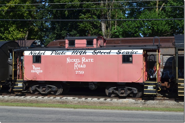 NKP caboose 759 came from the Wheeling & Lake Erie. Clinchfield had similar cabs. Connersville IN.